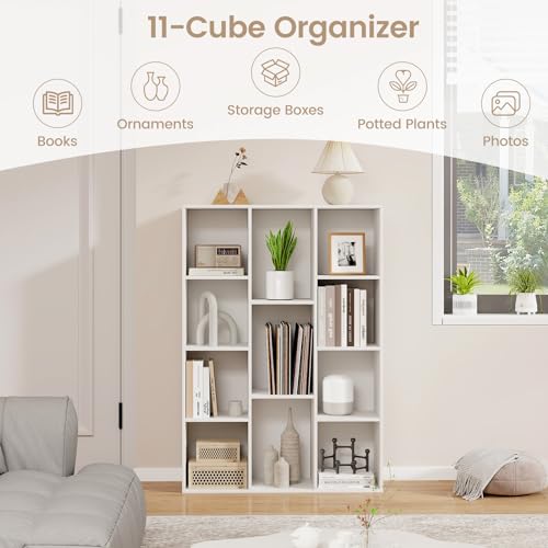 White 11 Cube Wooden Bookcase N2409