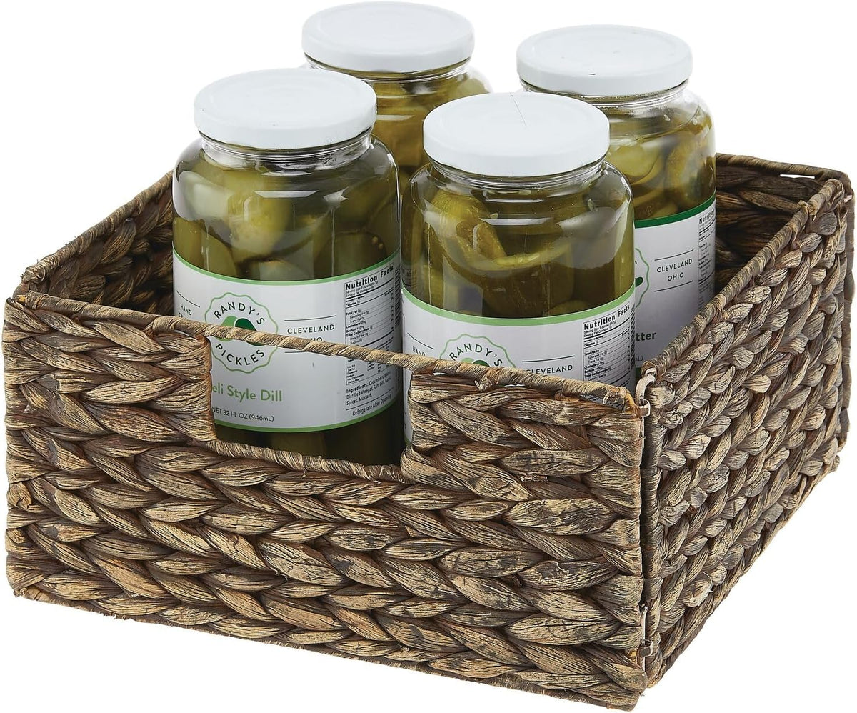 Brown Wash Woven Hyacinth Bin Basket Organizer with Handles 8 Pack R527