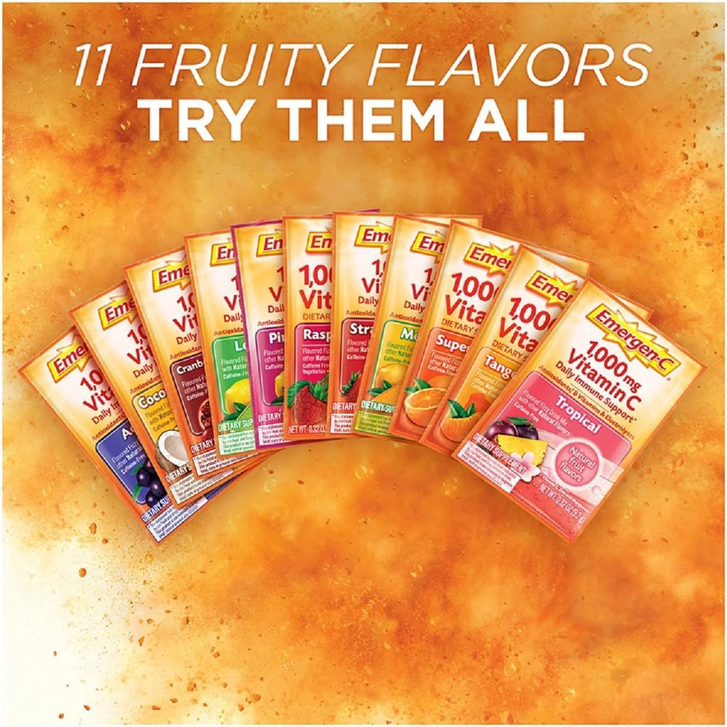 1000mg Vitamin C Powder, Raspberry Flavor, 0.32 Ounce (Pack of 30) H338