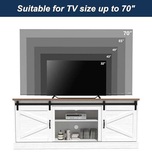 White TV Stand with Fireplace for 70" TV R293512