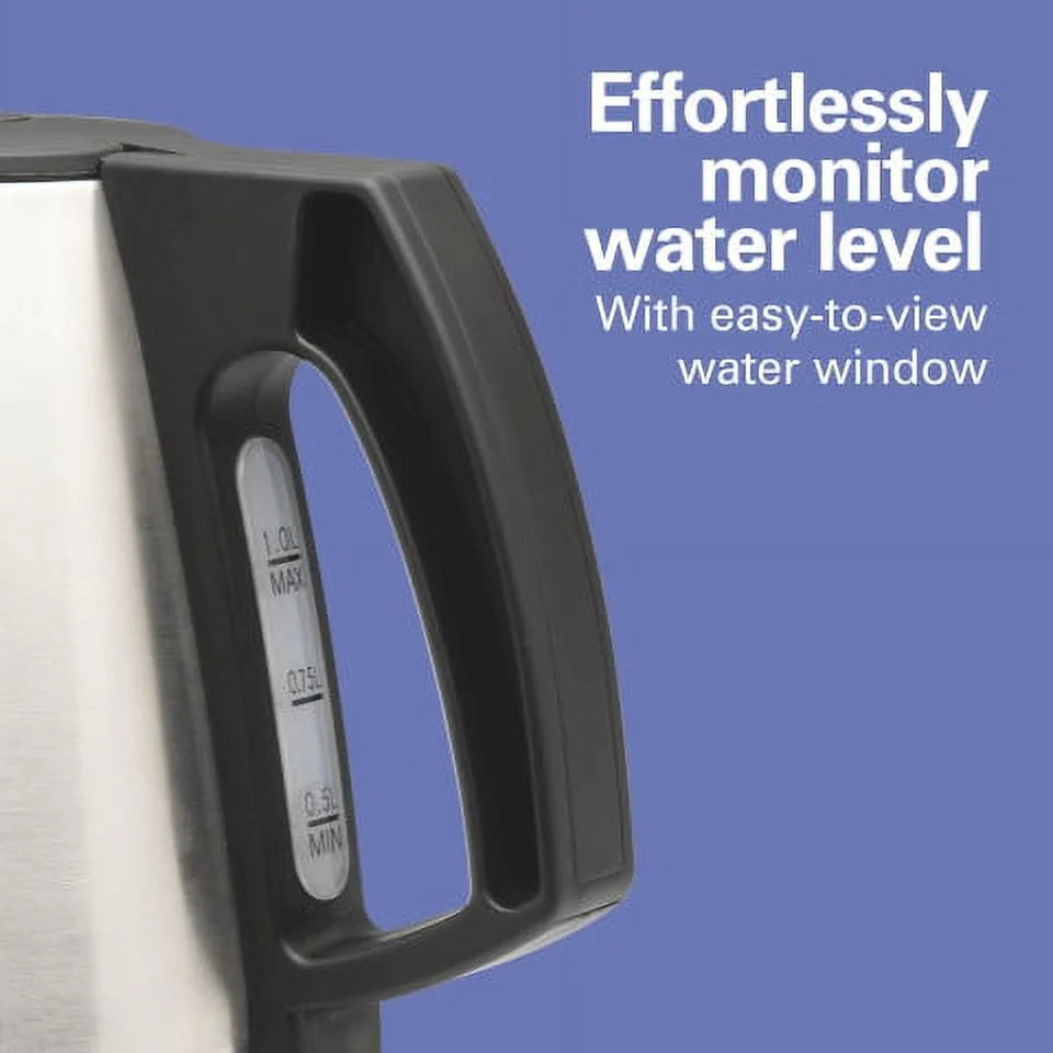 1 Liter Stainless Steel and Black Electric Kettle S14597