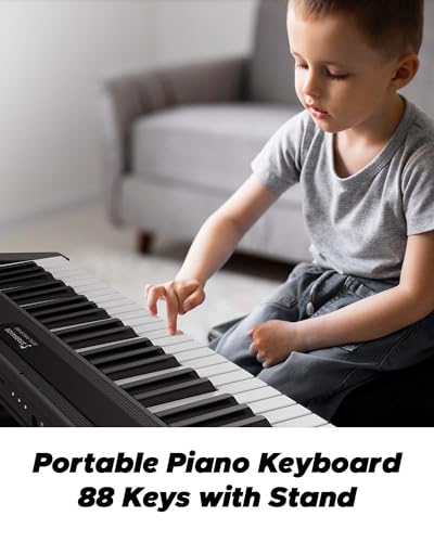 Black 88 Key Digital Piano with Stand, Pedal, Carrying Bag W6447