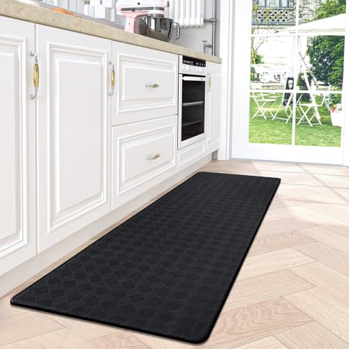 Grey Cushioned Anti Fatigue Kitchen Mats 2 PCS, 17.3"x 28"+17.3"x 47" C3877