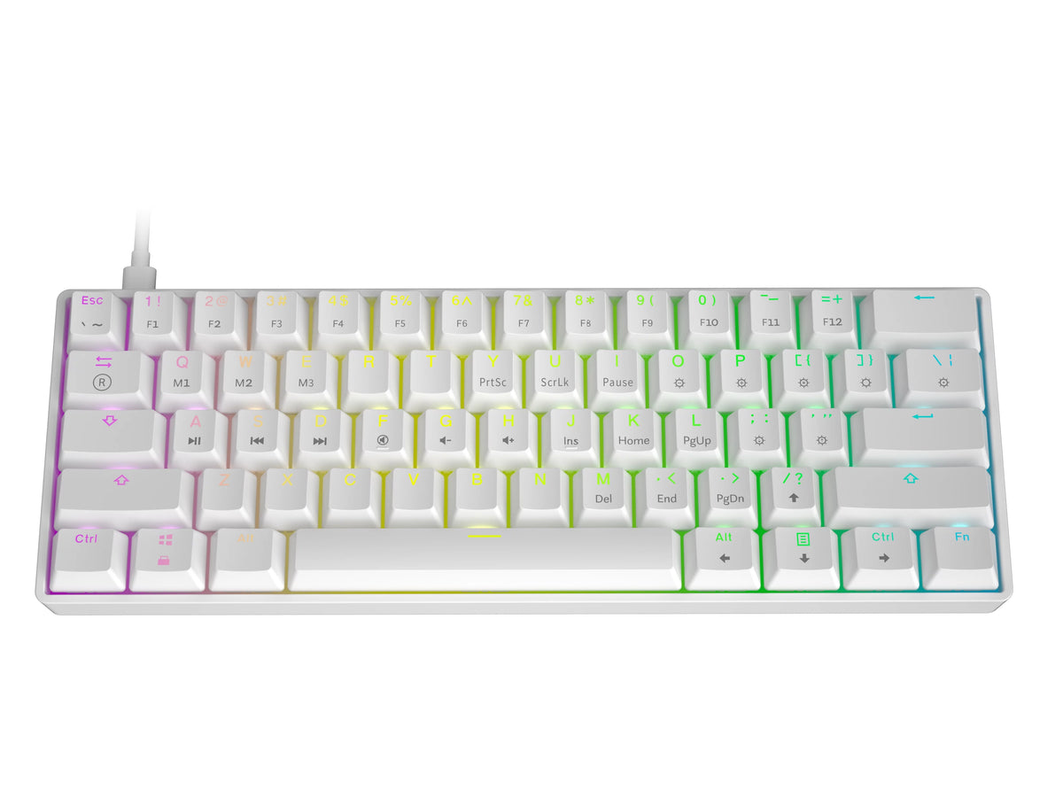 White Gateron Optical Black 61 Keys RGB Mechanical Keyboard F337302