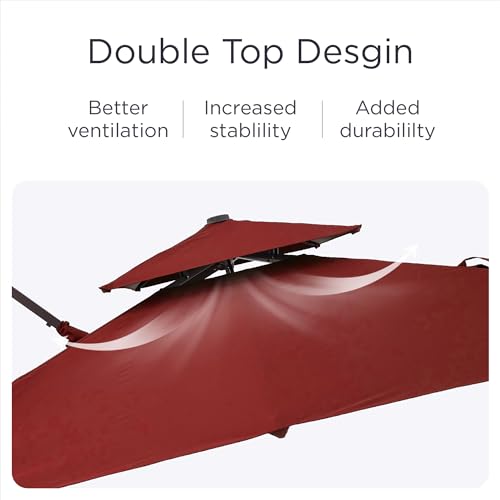 9' X 12' Cantilever Patio Umbrella 360° Rotation Rectangular Outdoor Umbrella, Turquoise O68569
