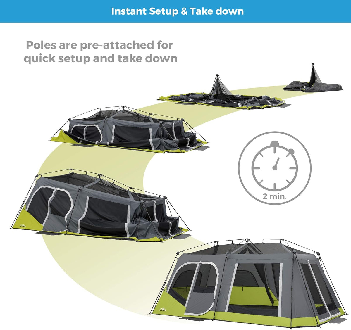 12 Person Instant Cabin Tent with Storage Pockets I768124