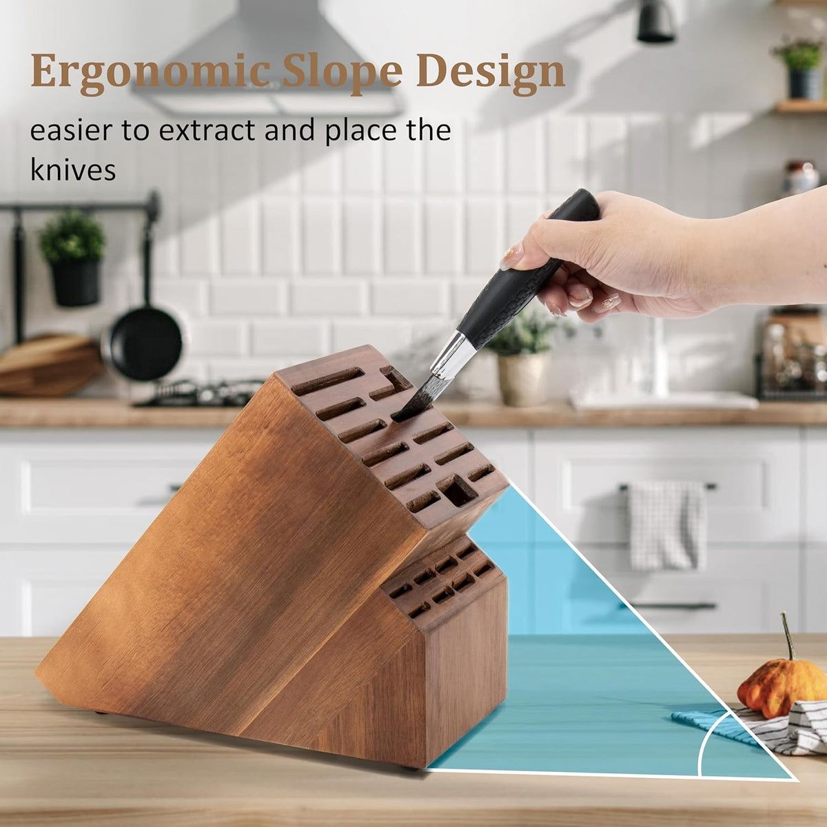 20 Slot Acacia Wood Knife Block T169596
