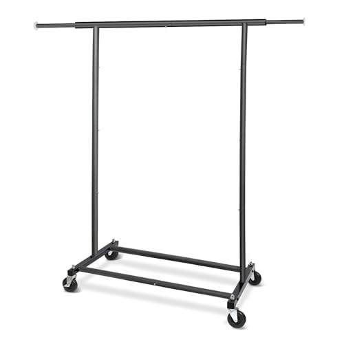 Black Rolling Clothing Garment Rack with Lockable Wheels E44320