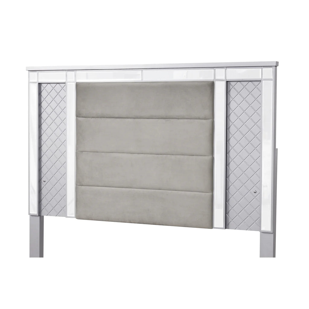 King Bed Silver Champagne and Mirror J98372