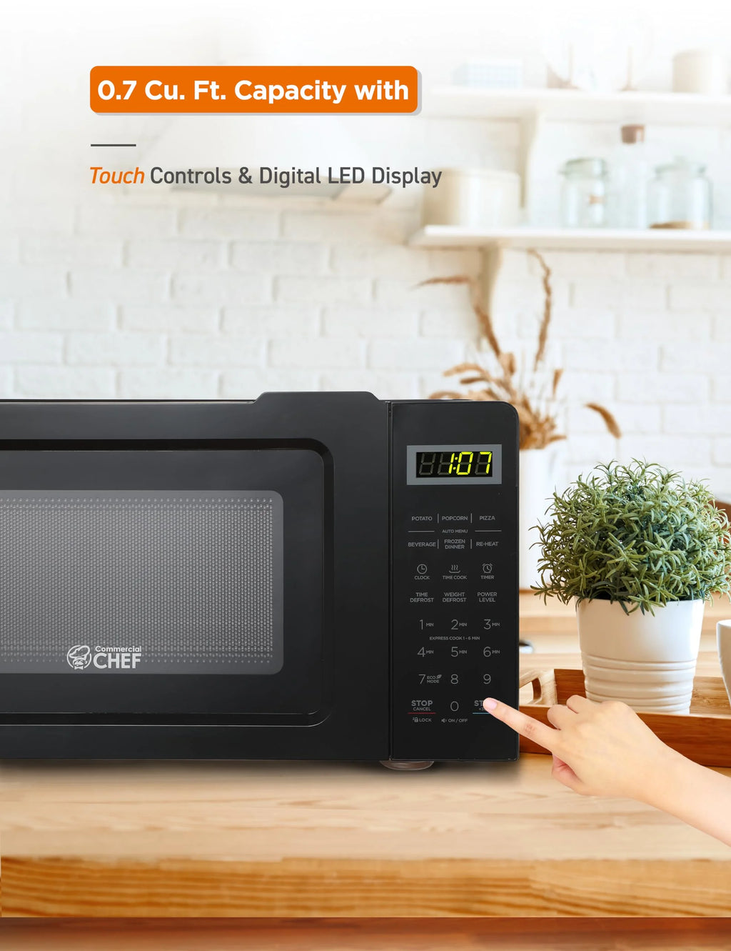 0.7 Cubic Feet 700 Watt Stainless Steel Microwave Oven U655802