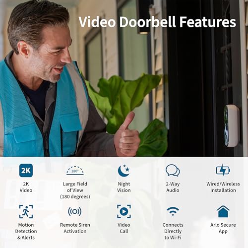 White 2K Wire-Free Video Doorbell S589