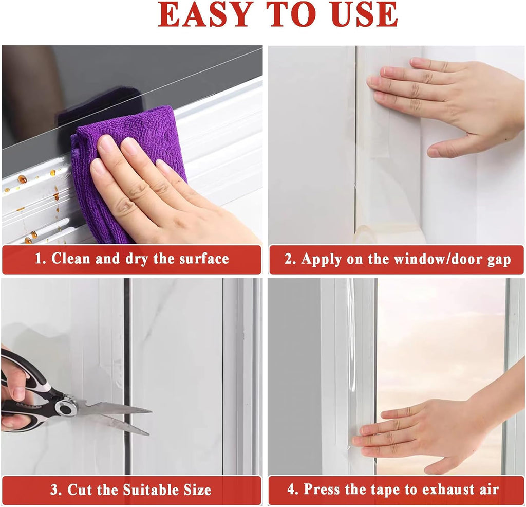 Transparent 2-Inch x 65.6FT Window Weather Stripping Tape T8784
