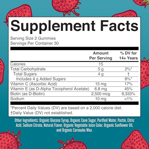 Biotin Gummies with Vitamin C & Vitamin E, 60 Count N996935