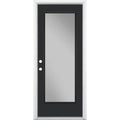32 in. x 80 in. Full Lite Jet Black Right-Hand Inswing Painted Smooth Fiberglass Prehung Front Door with Brickmold X7736
