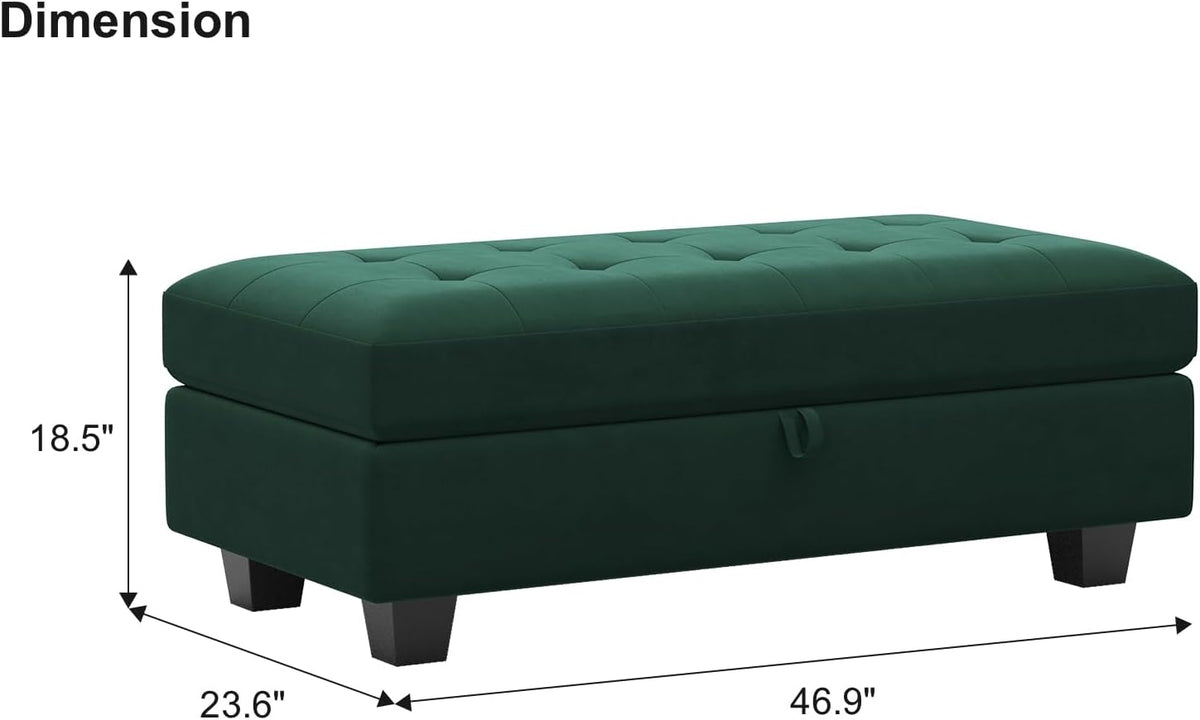 Green Velvet Oversized Ottoman Bench Z5154