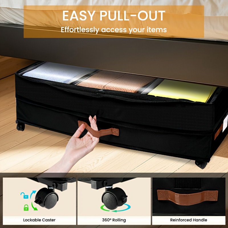 2-Pack Under-Bed Storage Bins with Wheels & Clear Window S5454