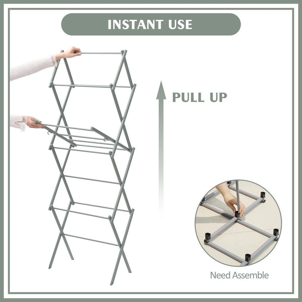 3-Tier Collapsible Steel Laundry Rack A17981