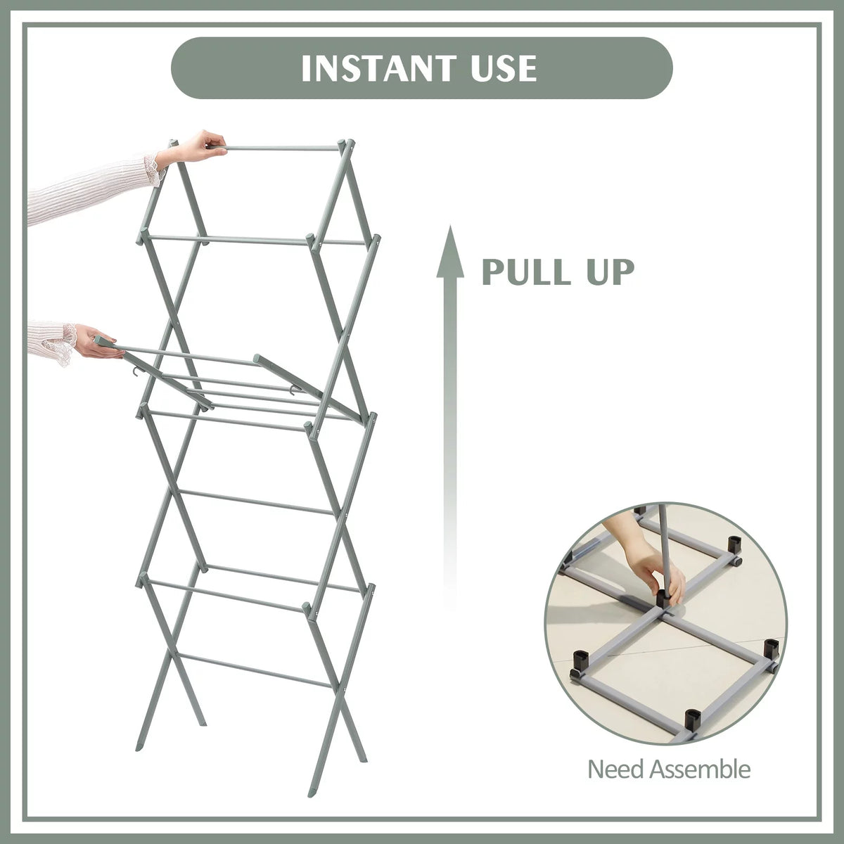 3-Tier Collapsible Steel Laundry Rack A17981