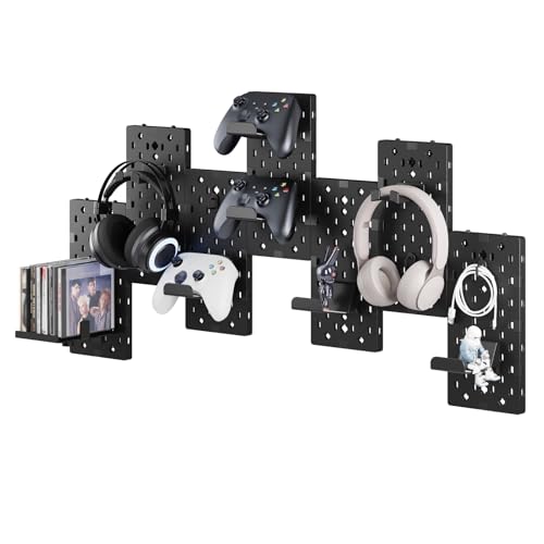 Black & Red 7pcs Pegboard Controller and Headphone Holder Wall Mount T824