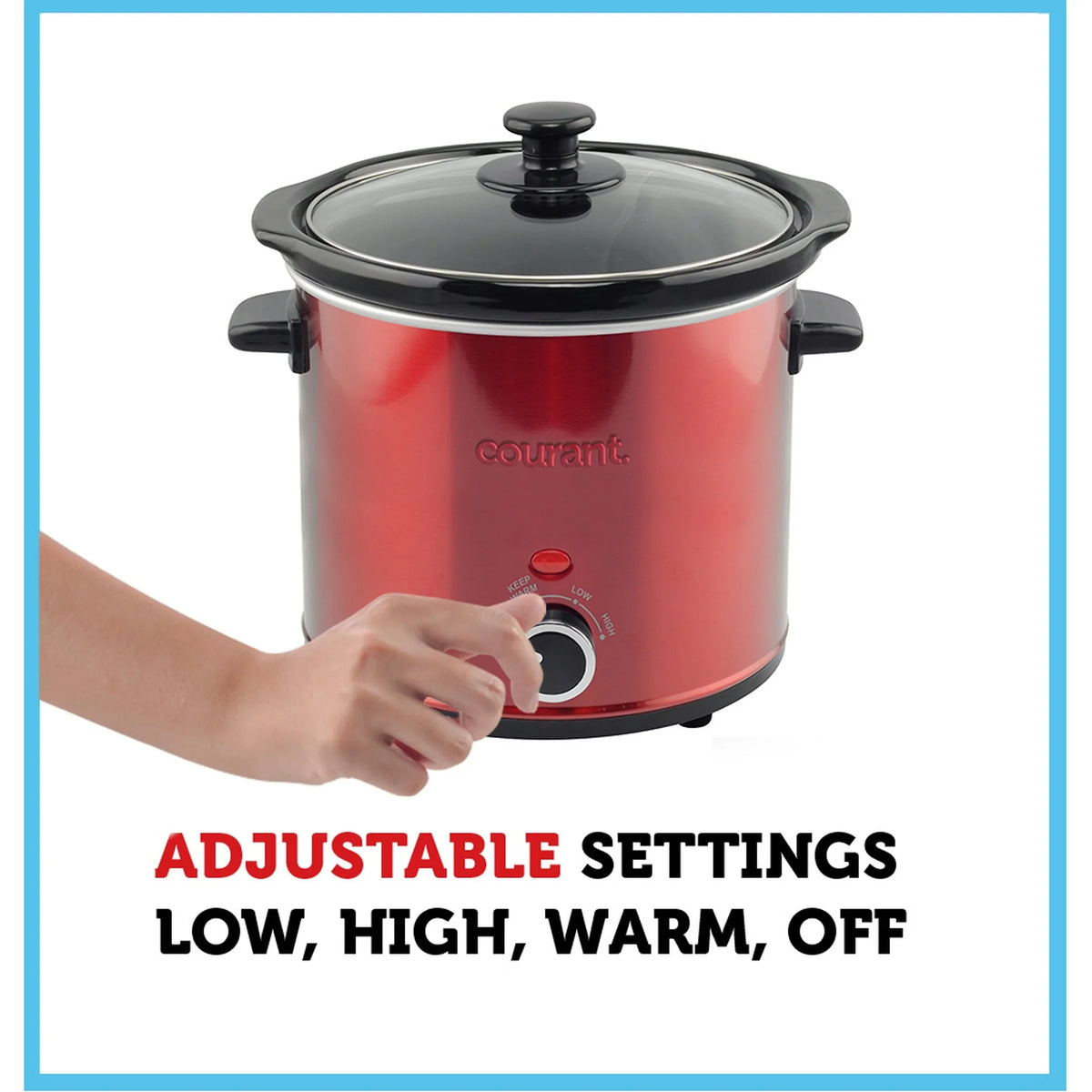 Red Stainless Steel 3.2 qt Slow Cooker D7612