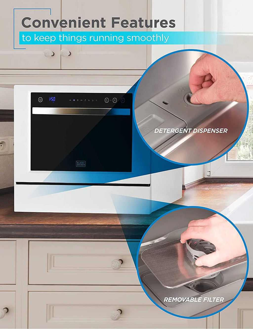 Compact Countertop Dishwasher, 6 Place Settings, White H735