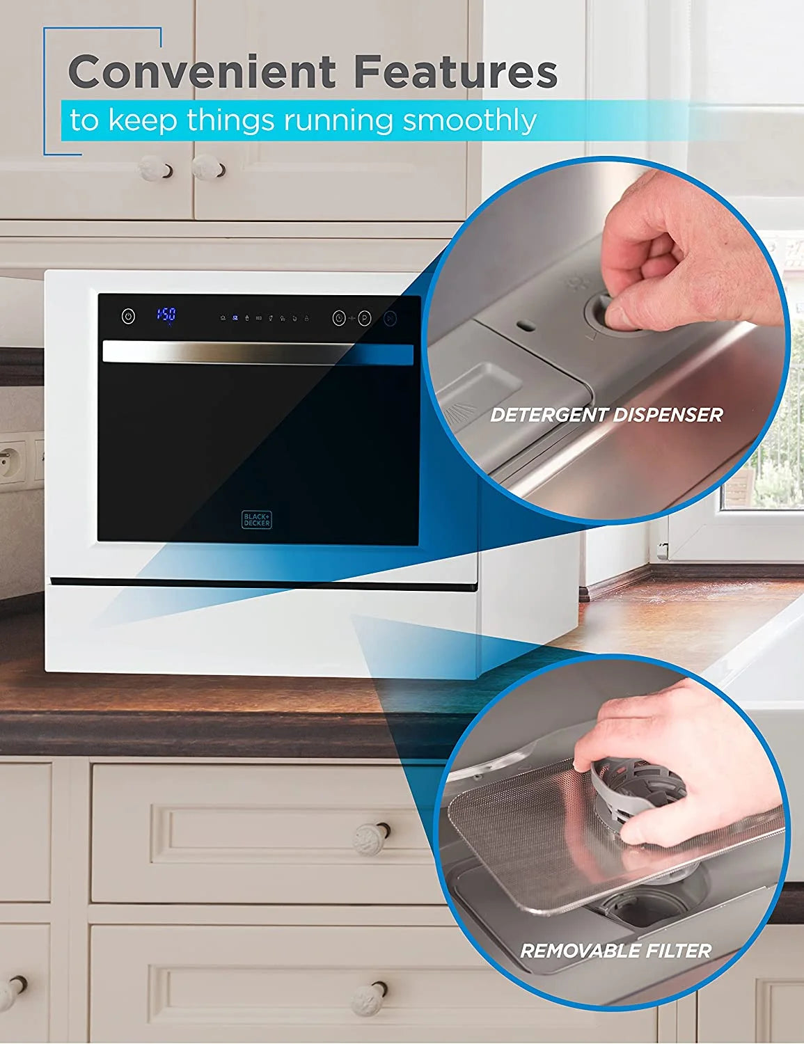 Compact Countertop Dishwasher, 6 Place Settings, White H735