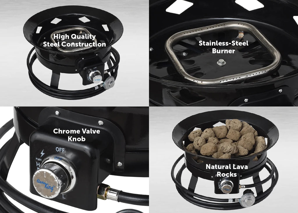 Portable Propane Gas Fire Pit 19-Inch 58,000 BTU with Cover & Carry Kit I7190