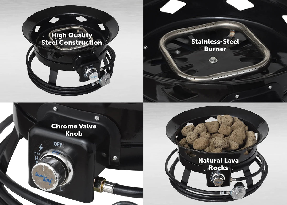 Portable Propane Gas Fire Pit 19-Inch 58,000 BTU with Cover & Carry Kit I7190