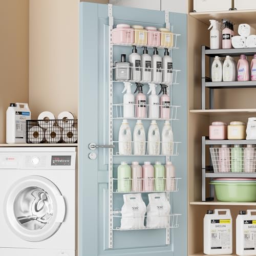 White 6-Tier Metal Over the Door Pantry Organizer Rack O775