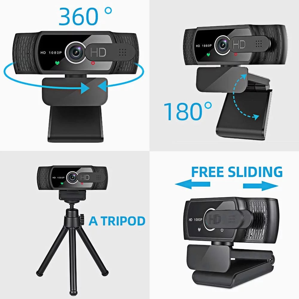 Webcam with Microphone, 1080P Web Camera with Privacy Shutter and Tripod Stand G125