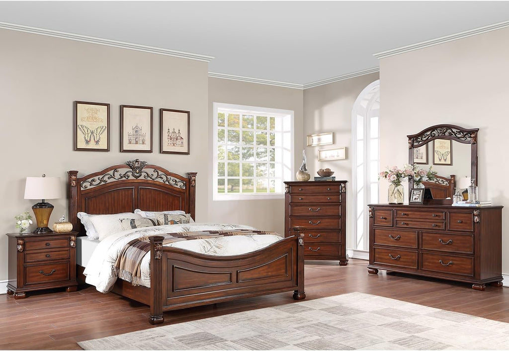 Dark Cherry Wooden California King Bed X1206