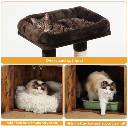 Cat Tree with Litter Box Enclosure and Scratching Post G639908