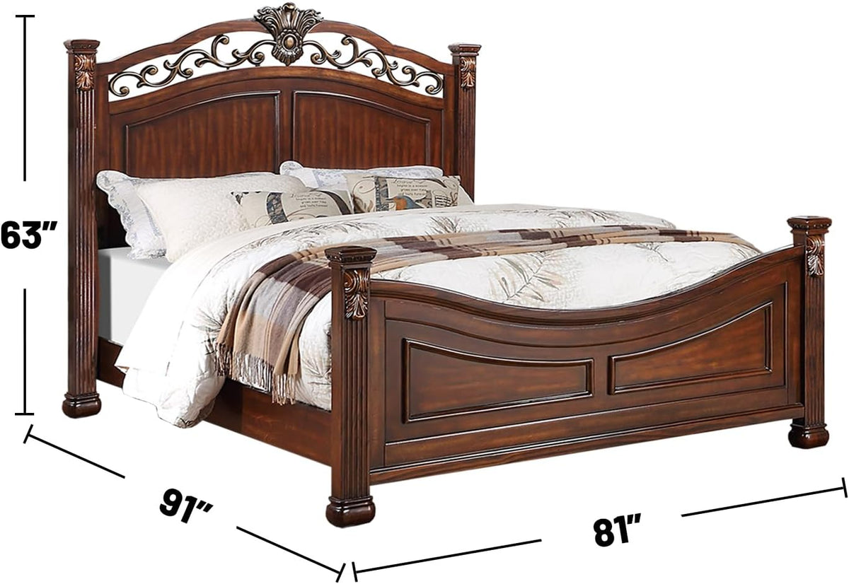 Dark Cherry Wooden California King Bed X1206