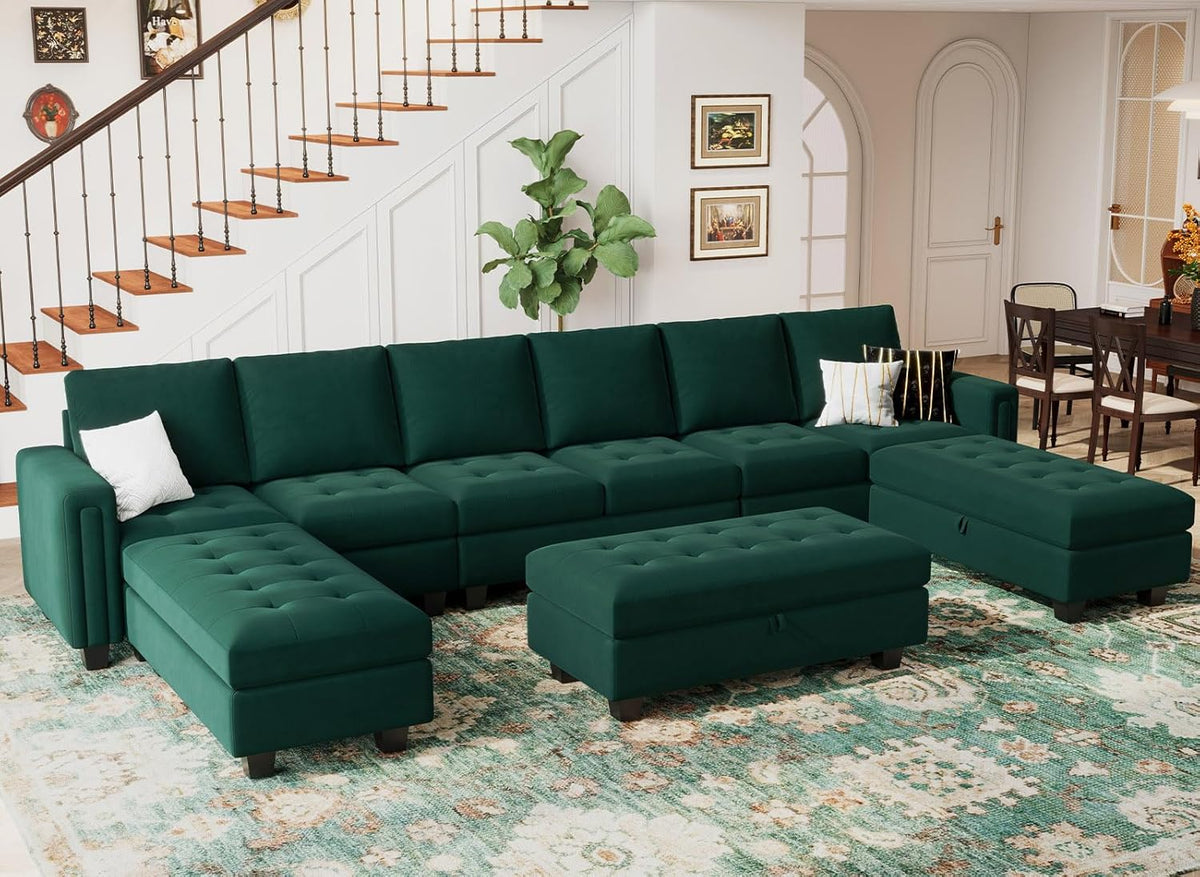 Green Velvet Oversized Ottoman Bench Z5154