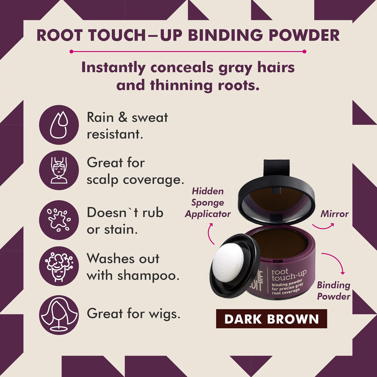 Dark Brown Hair Root Touch Up Powder 0.13 oz U2354
