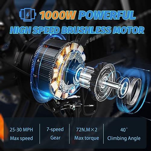 1000W Folding Electric Bike with Removable Battery Fat Tire I373192