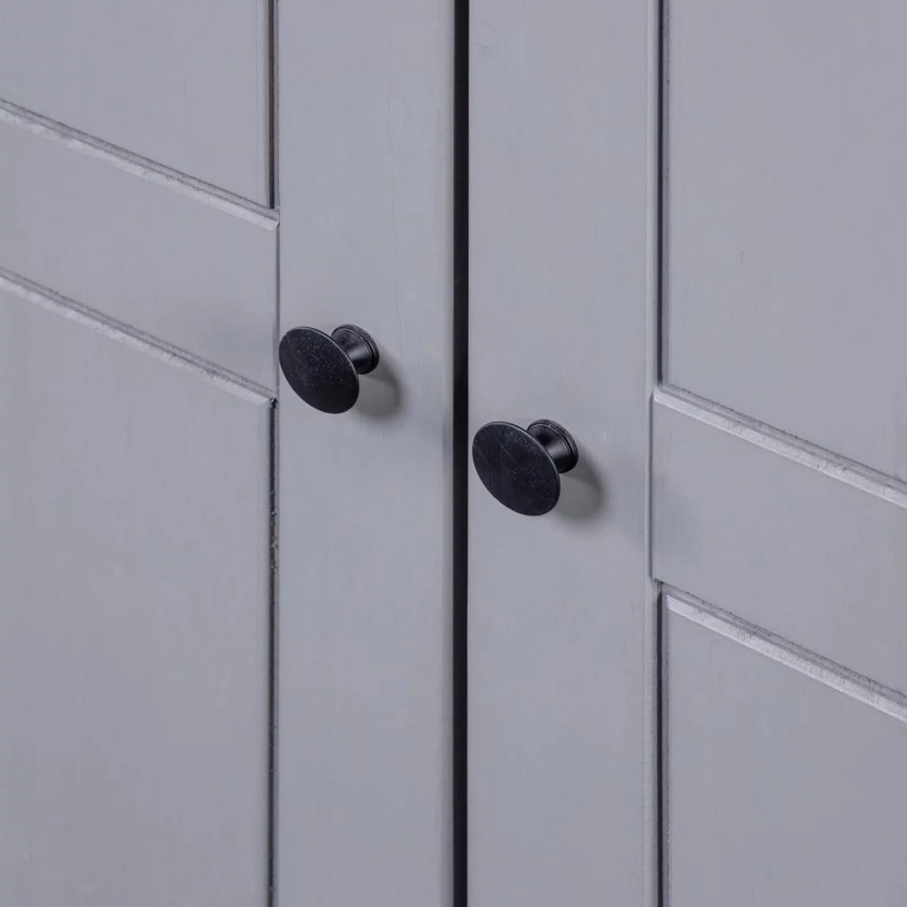 Gray 3-Door Pine Wardrobe B25344