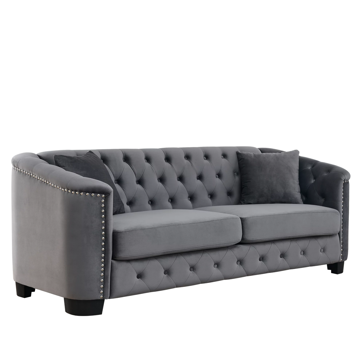 Grey Velvet 3-Seater Chesterfield Sofa L29981