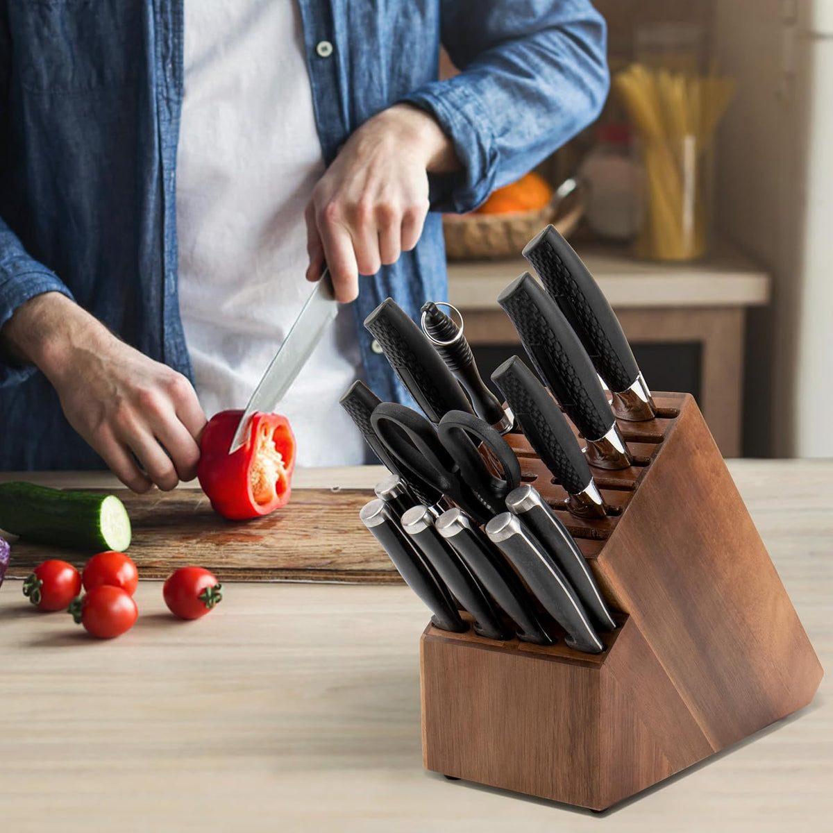 20 Slot Acacia Wood Knife Block T169596