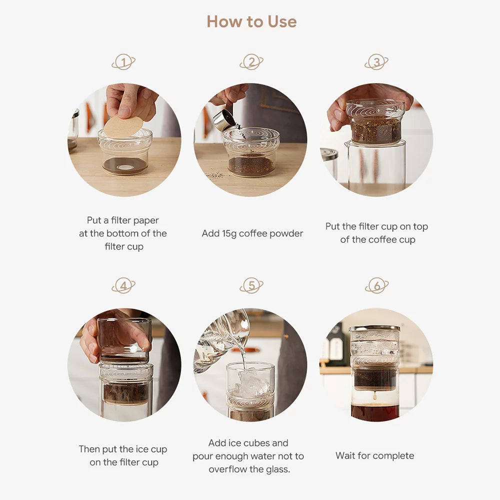 300ml Borosilicate Glass Cold Brew Coffee and Tea Maker with Cleaning Brush and Spoon P71197