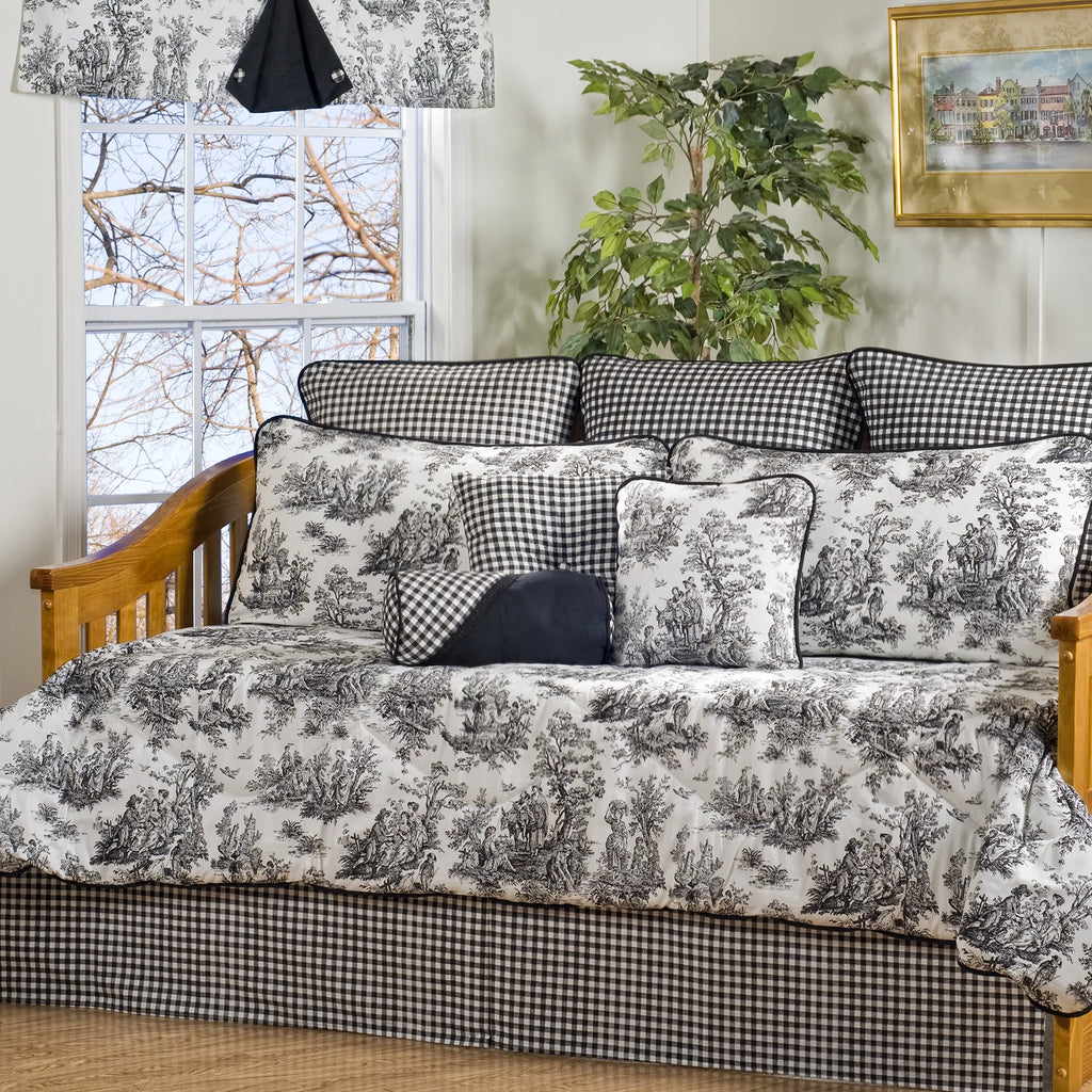 Black and White Toile 10-Piece Cotton Daybed Set C432051