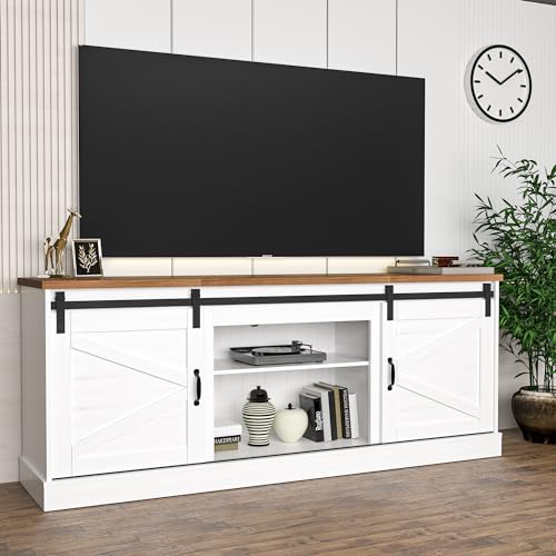 White TV Stand with Fireplace for 70" TV R293512