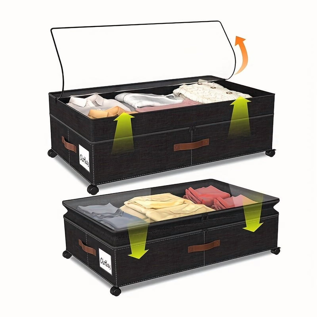 2-Pack Under-Bed Storage Bins with Wheels & Clear Window S5454