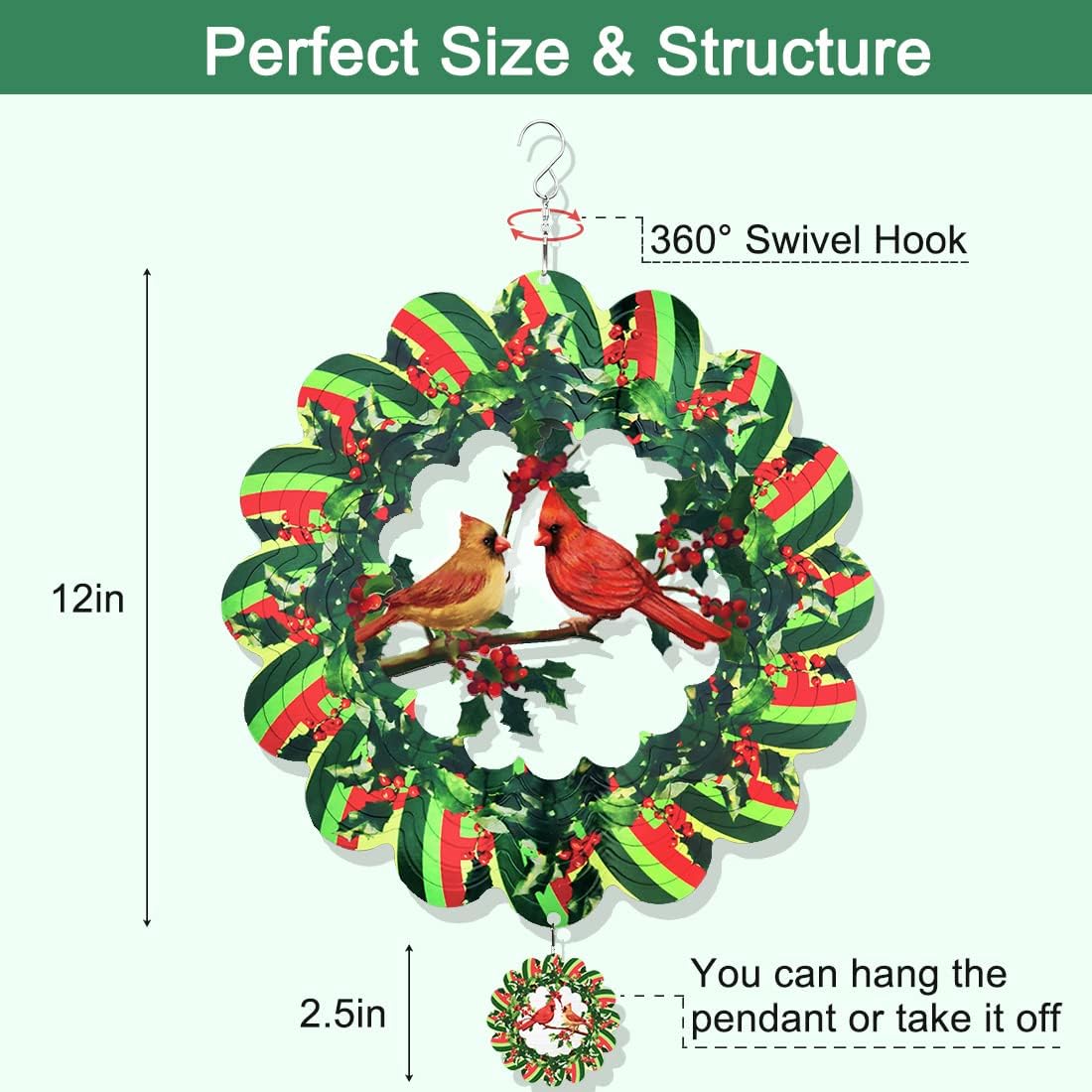 12 Inches Green Metal Wind Spinner D257264