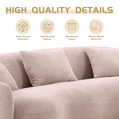 Brown Boucle Fabric 3-Seat Curved Sofa G187