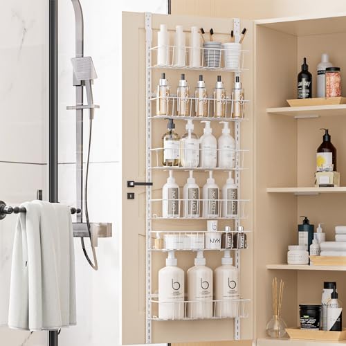 White 6-Tier Metal Over the Door Pantry Organizer Rack O775