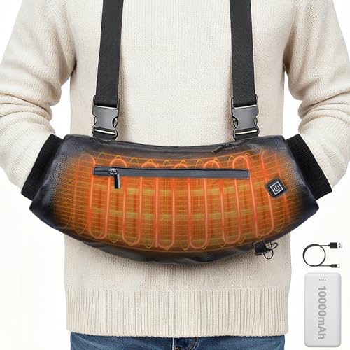 Heated Hand Warmer Pouch, PU Leather Electric Hand Muff, 10000mAh Rechargeable Power Bank Hand Warmer J890