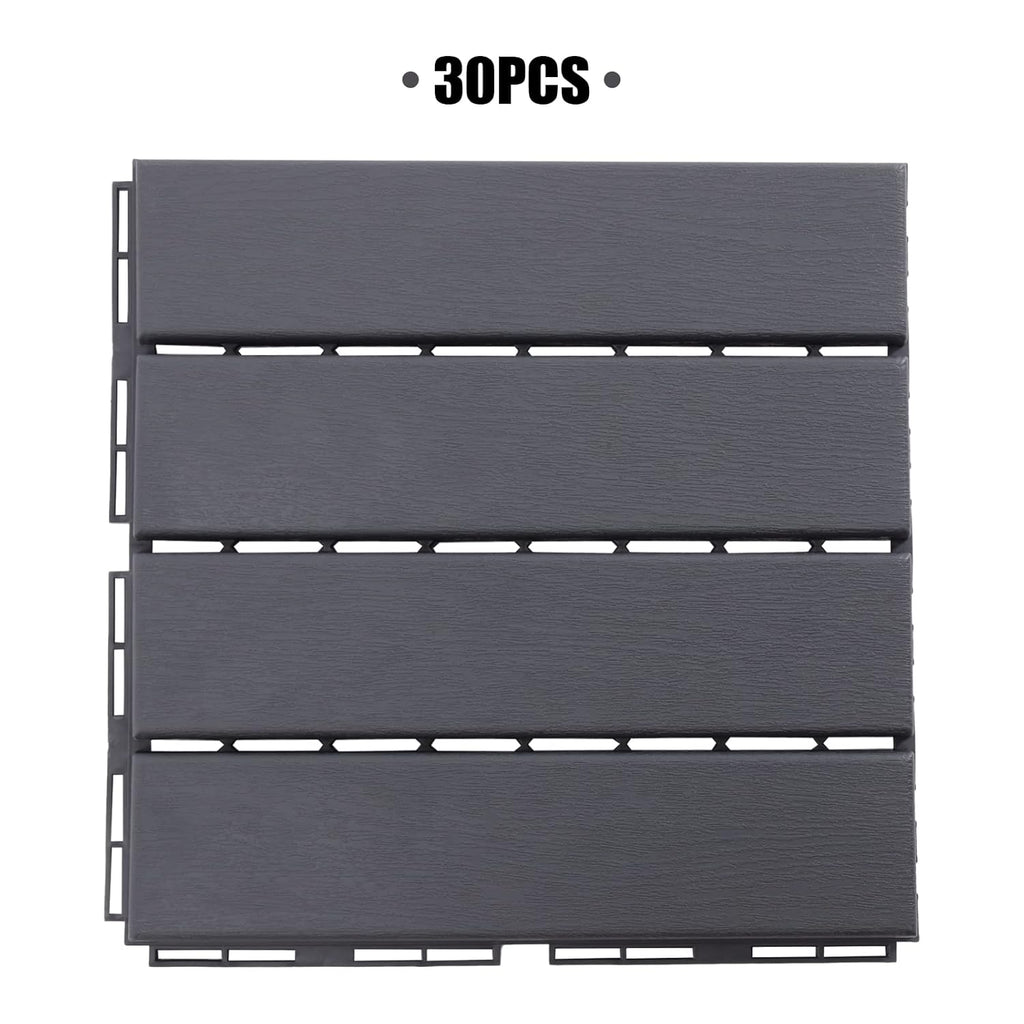 Dark Gray 12"×12" Plastic Interlocking Deck Tiles (Pack of 30) R442