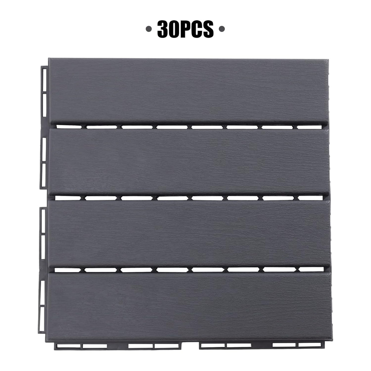 Dark Gray 12"×12" Plastic Interlocking Deck Tiles (Pack of 30) R442