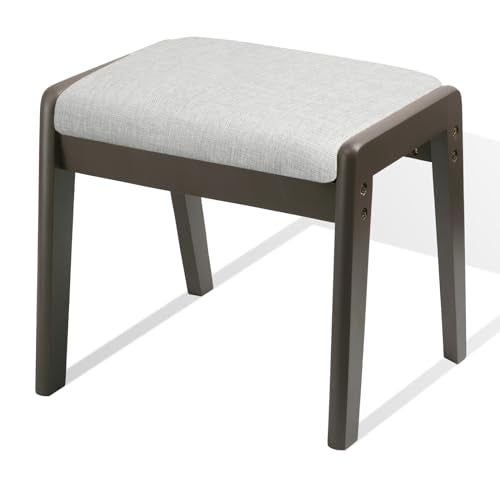 Dark Walnut-Grey Vanity Stool I42185